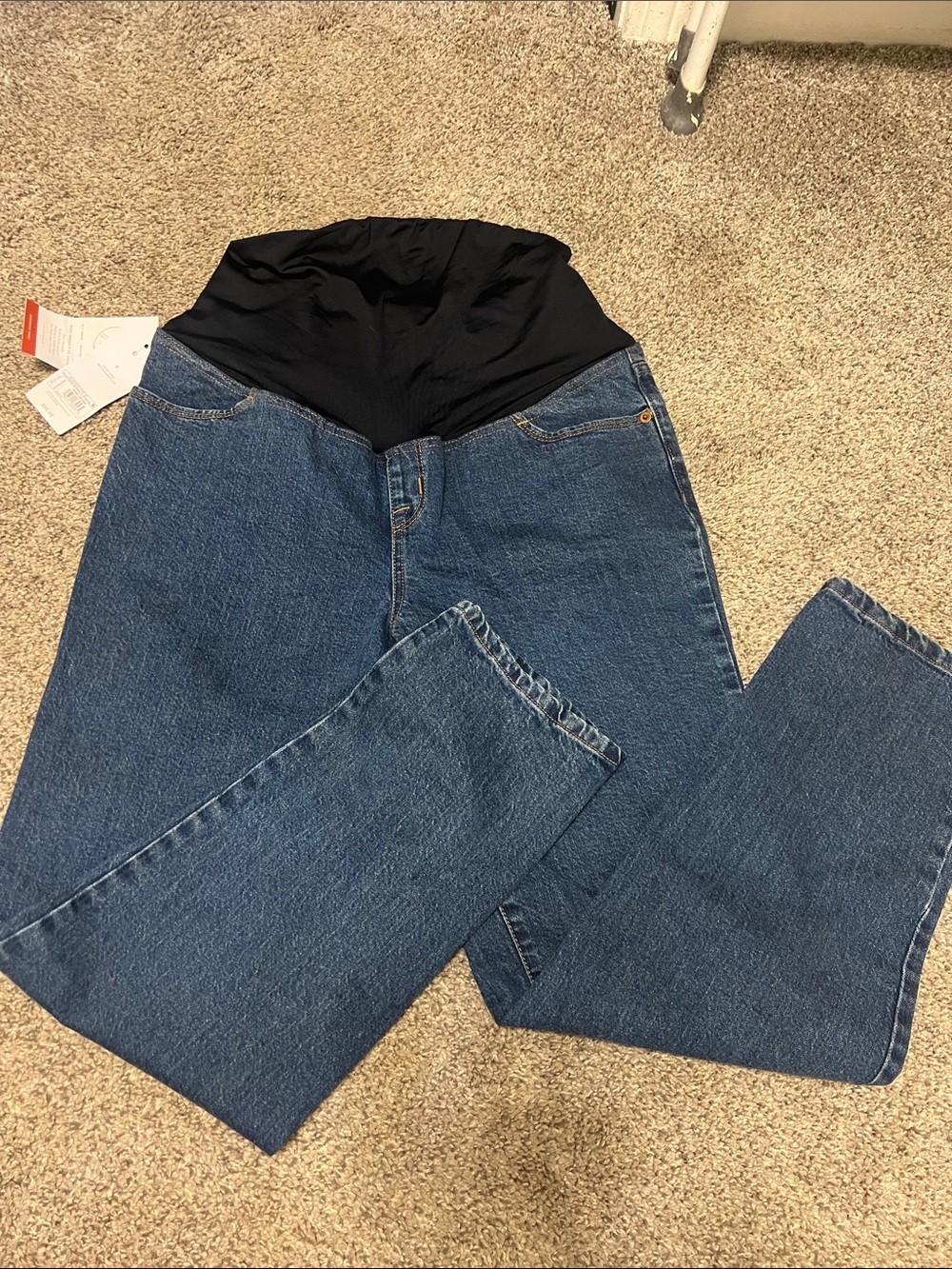 Isabel Maternity by Ingrid & Isabel Blue Jeans with Black Belly Panel